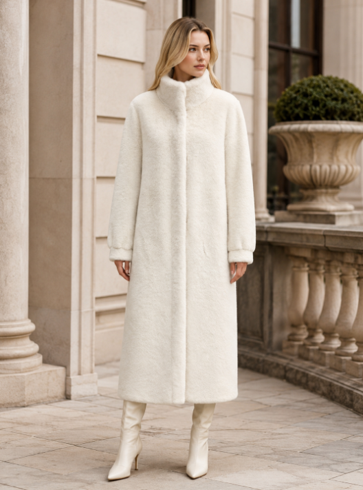 Women's Long Thick Warm Eco-Friendly Faux Fur Coat wholesale manufacturer style M3711 view 2