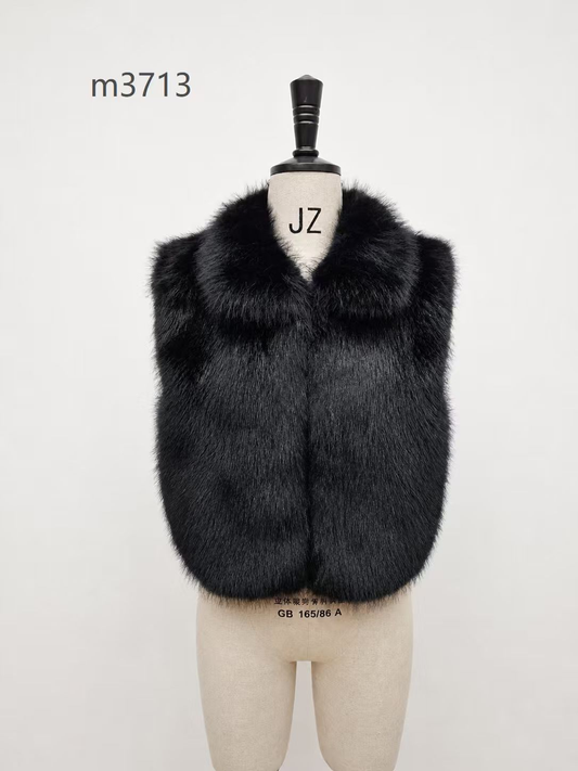 Women's Sleeveless Eco-Friendly Faux Fur Vest wholesale manufacturer style M3713 view 1