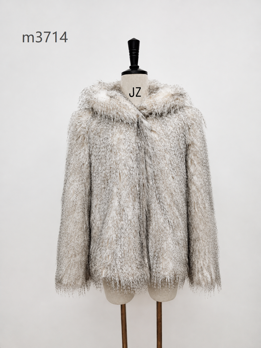 Women's Short Thick Warm Eco-Friendly Faux Fur Jacket wholesale manufacturer style M3714 view 1