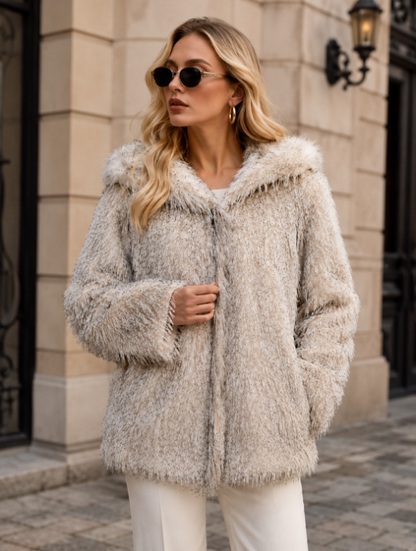 Women's Short Thick Warm Eco-Friendly Faux Fur Jacket wholesale manufacturer style M3714 view 2