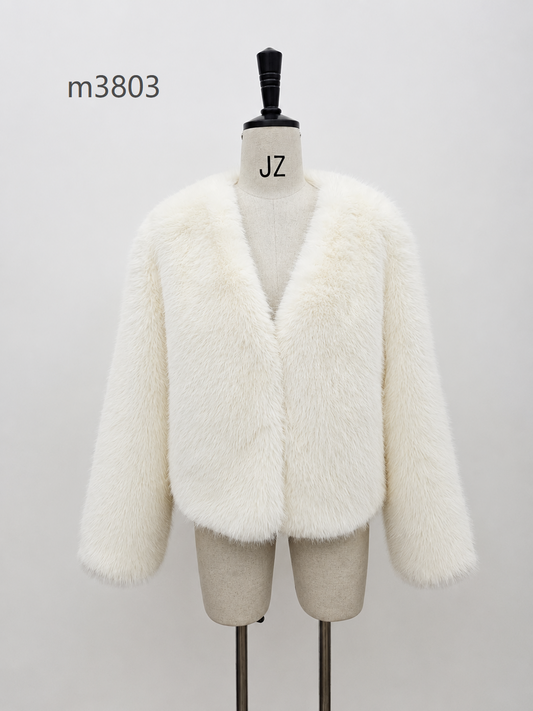 Women's Short Thick Warm Eco-Friendly Faux Fur Jacket wholesale manufacturer style M3803 view 1