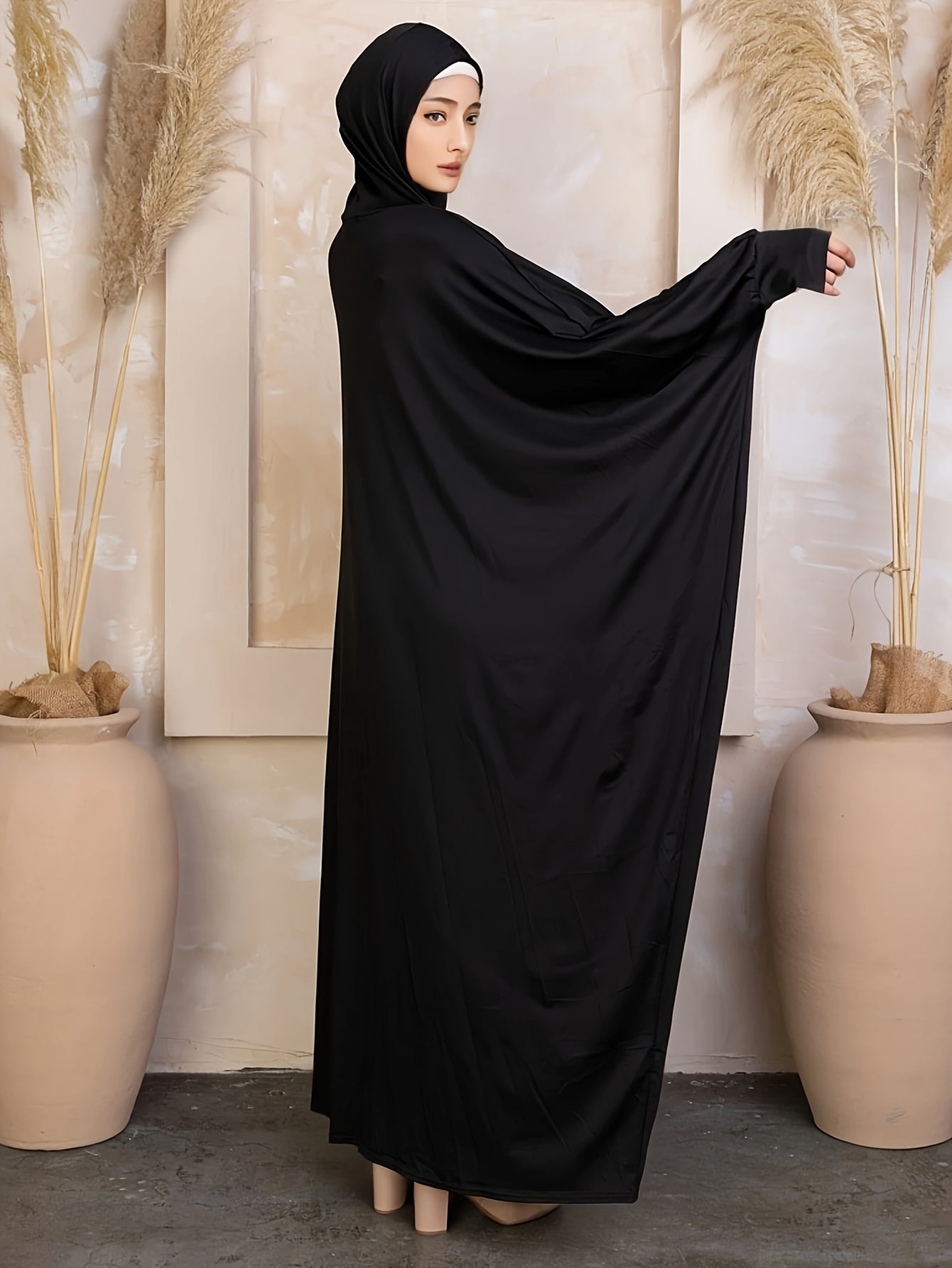 KAFTAN Traditional solid color long sleeve loose long gown Maxi dress for Middle Eastern Musli MSL114