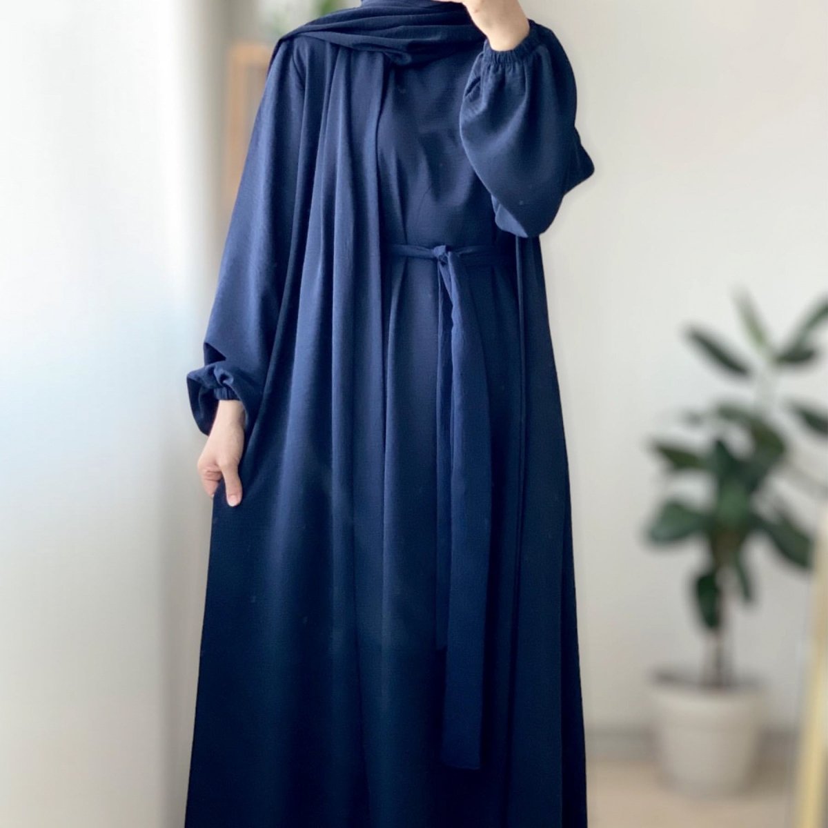 Wholesale Solid Color Elegant Open Abaya 3 Piece Set with Pockets - OEM Modest Wear Factory