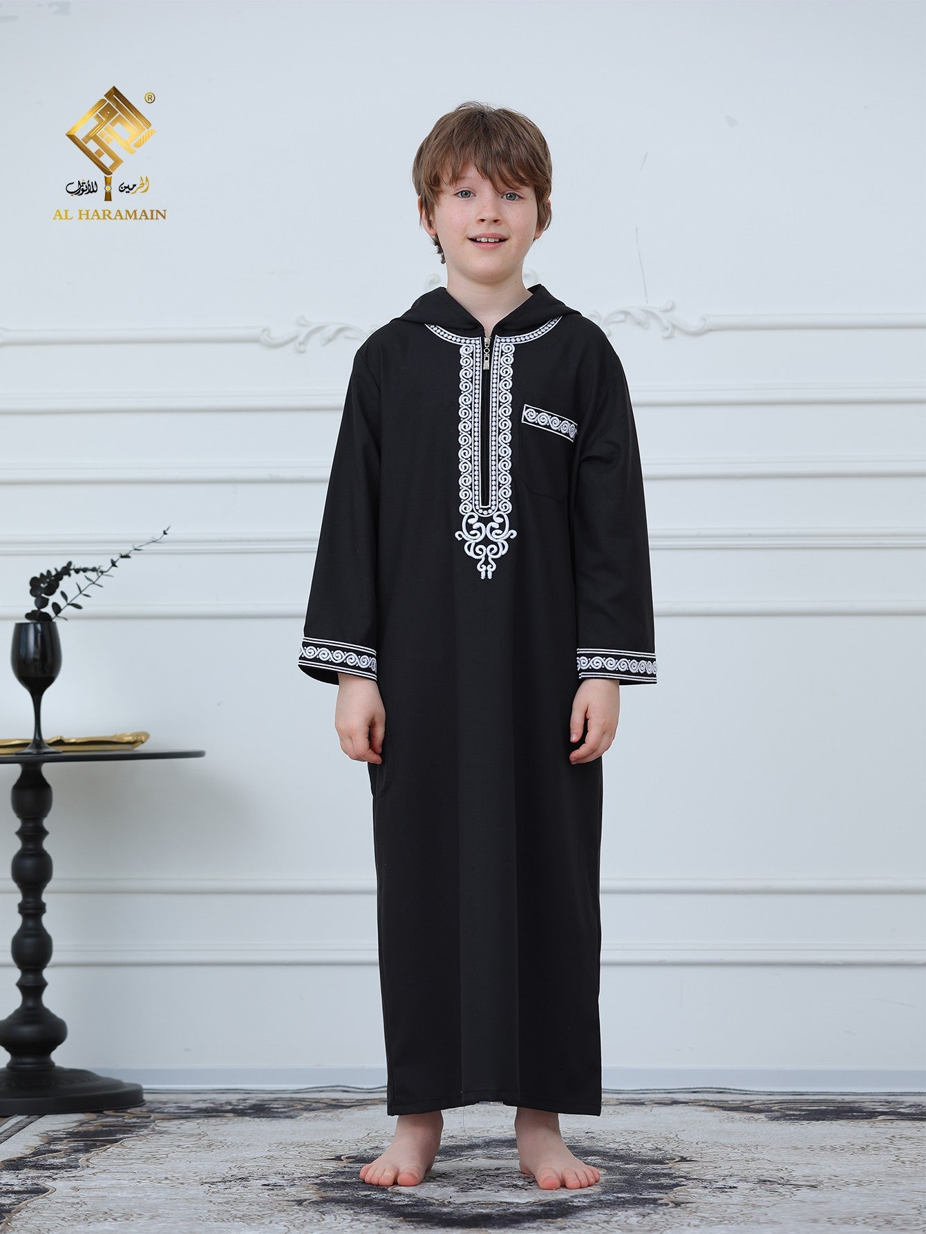 Moroccan Embroidered Long Sleeve Boys Thobe Wholesale Ready to Ship | KID0012 wholesale KID0012 image 1