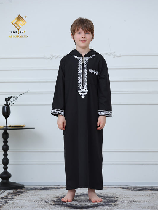 Moroccan Embroidered Long Sleeve Boys Thobe Wholesale Ready to Ship | KID0012 wholesale KID0012 image 1