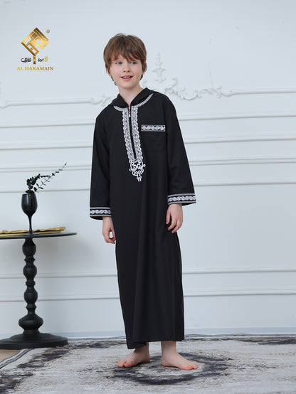 Moroccan Embroidered Long Sleeve Boys Thobe Wholesale Ready to Ship | KID0012 wholesale KID0012 image 4