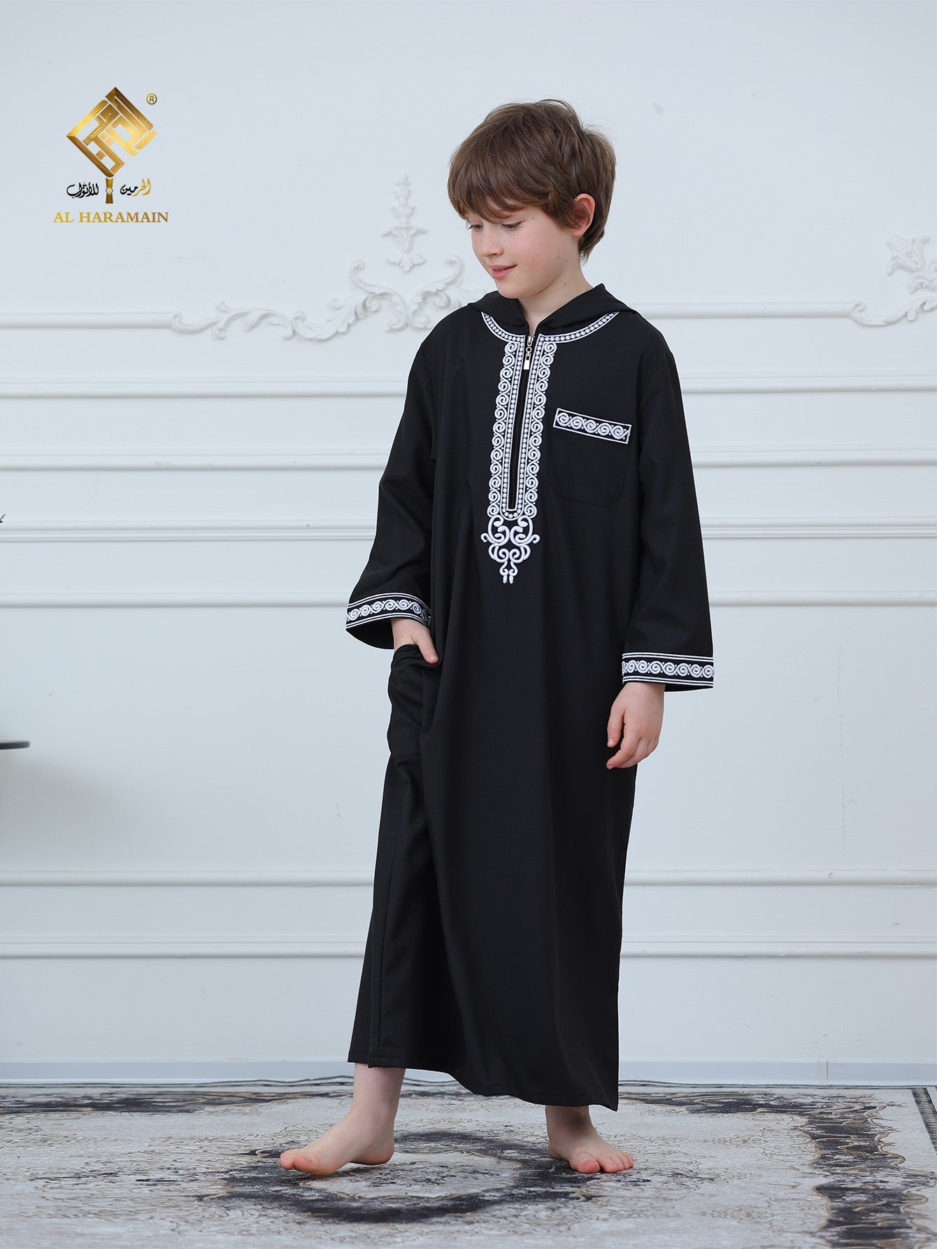 Moroccan Embroidered Long Sleeve Boys Thobe Wholesale Ready to Ship | KID0012 wholesale KID0012 image 5