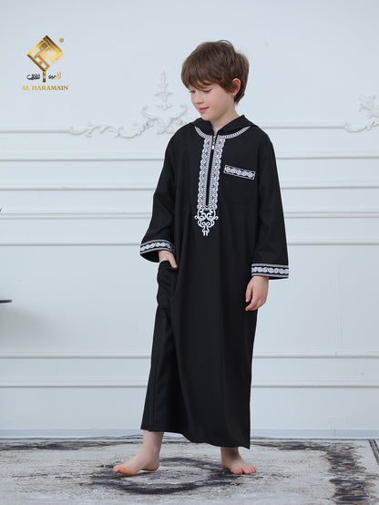 Moroccan Embroidered Long Sleeve Boys Thobe Wholesale Ready to Ship | KID0012 wholesale KID0012 image 5