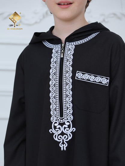 Moroccan Embroidered Long Sleeve Boys Thobe Wholesale Ready to Ship | KID0012 wholesale KID0012 image 7