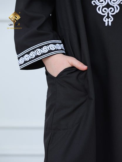 Moroccan Embroidered Long Sleeve Boys Thobe Wholesale Ready to Ship | KID0012 wholesale KID0012 image 8