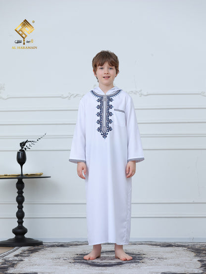 Moroccan Embroidered Long Sleeve Boys Thobe Wholesale Ready to Ship | KID0014 wholesale KID0014 image 1