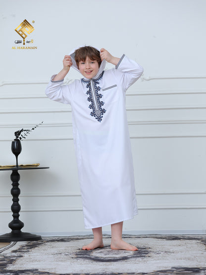 Moroccan Embroidered Long Sleeve Boys Thobe Wholesale Ready to Ship | KID0014 wholesale KID0014 image 3