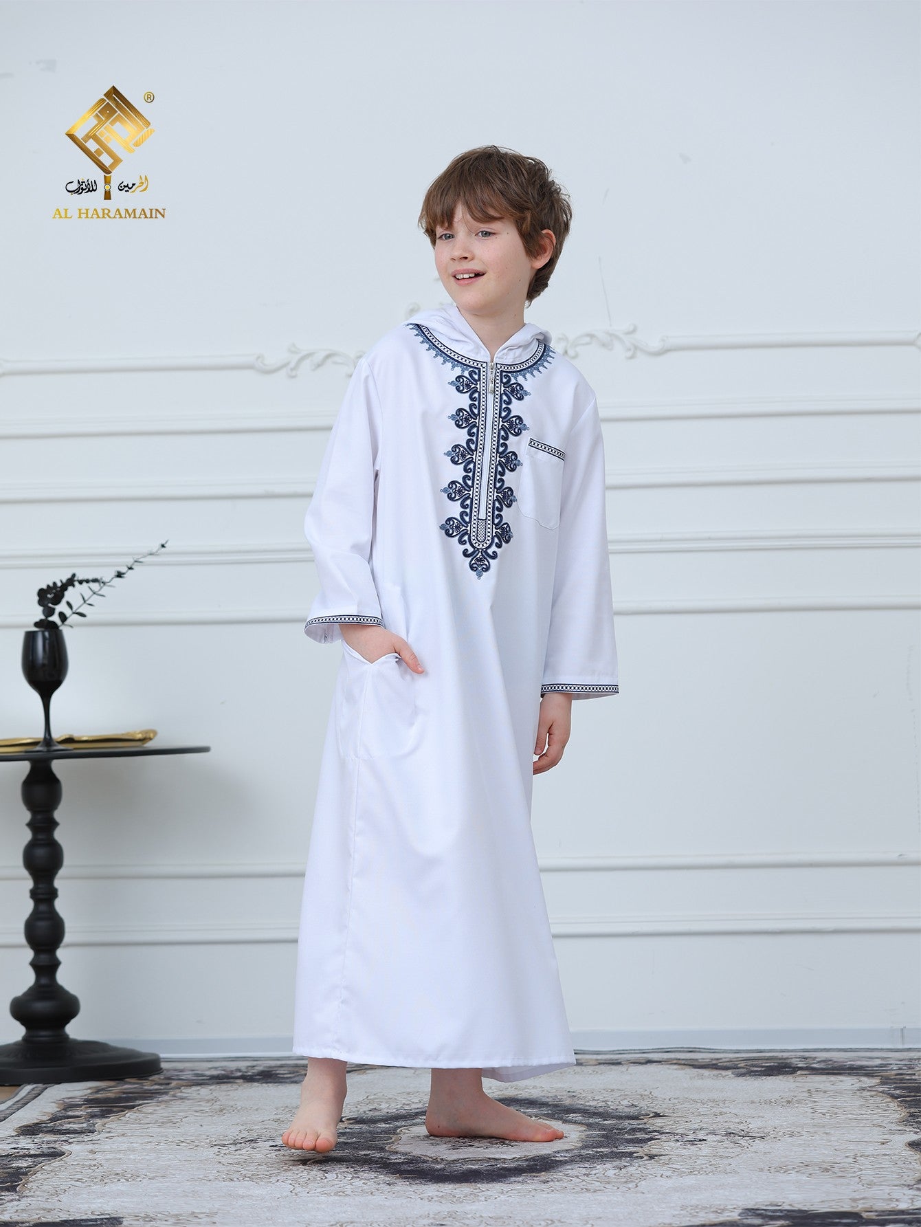 Moroccan Embroidered Long Sleeve Boys Thobe Wholesale Ready to Ship | KID0014 wholesale KID0014 image 4