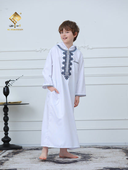 Moroccan Embroidered Long Sleeve Boys Thobe Wholesale Ready to Ship | KID0014 wholesale KID0014 image 4