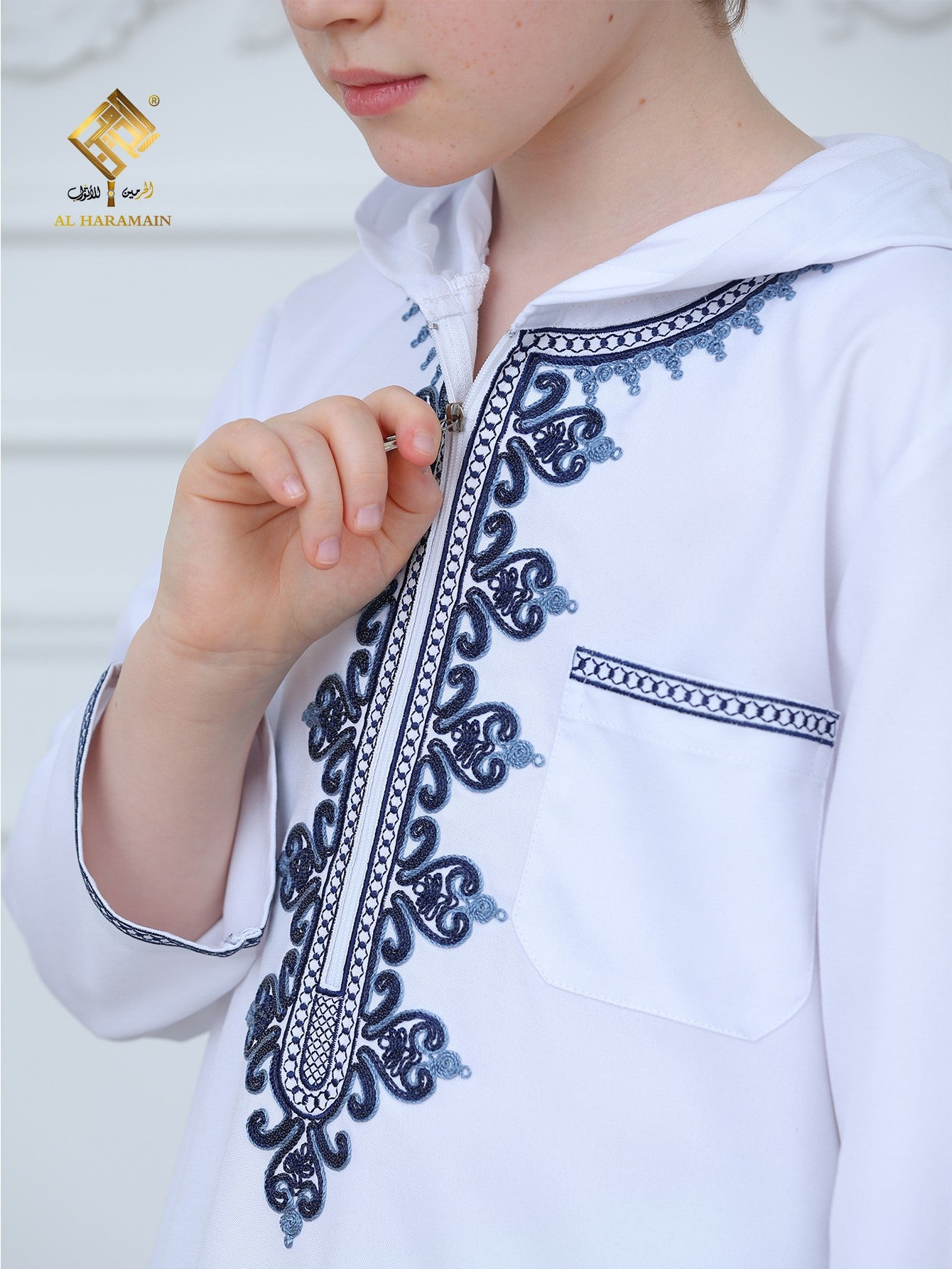 Moroccan Embroidered Long Sleeve Boys Thobe Wholesale Ready to Ship | KID0014 wholesale KID0014 image 7