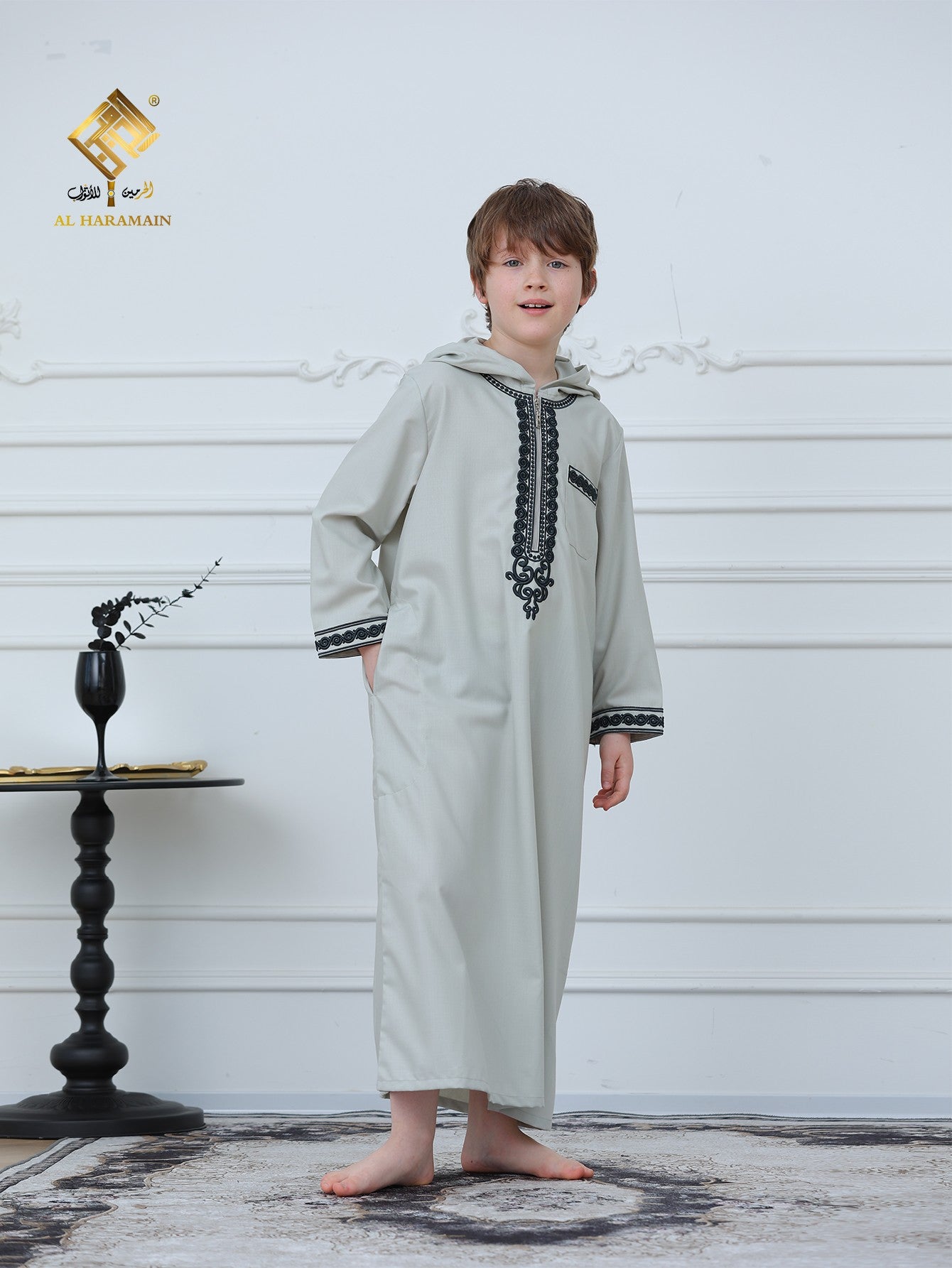 Moroccan Embroidered Long Sleeve Boys Thobe Wholesale Ready to Ship | KID0020 wholesale KID0020 image 2