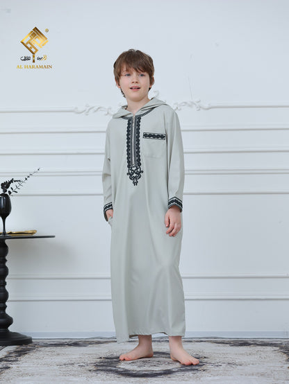Moroccan Embroidered Long Sleeve Boys Thobe Wholesale Ready to Ship | KID0020 wholesale KID0020 image 3