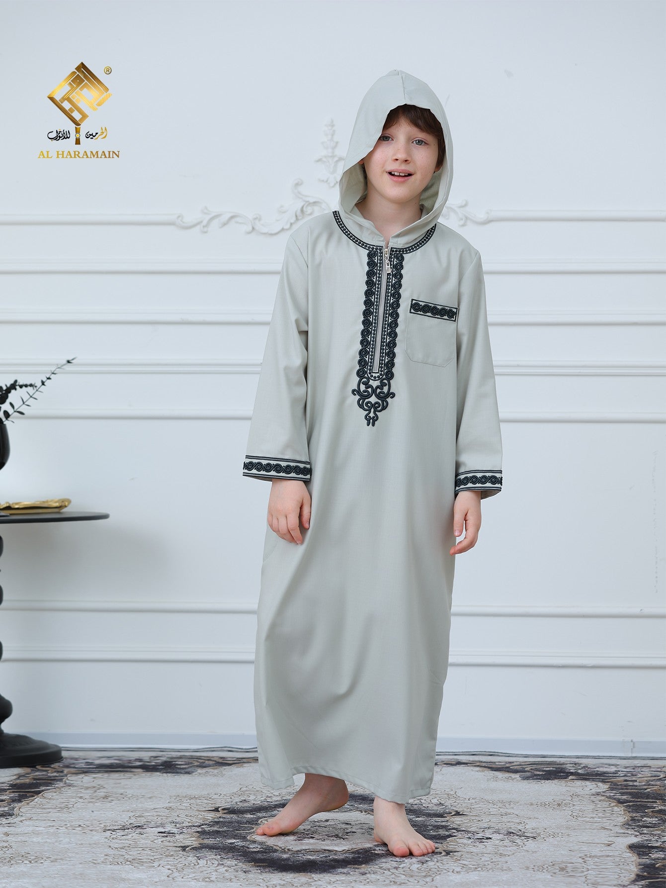 Moroccan Embroidered Long Sleeve Boys Thobe Wholesale Ready to Ship | KID0020 wholesale KID0020 image 8