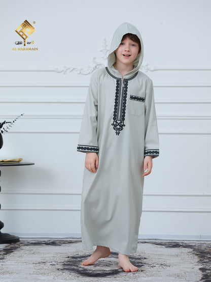 Moroccan Embroidered Long Sleeve Boys Thobe Wholesale Ready to Ship | KID0020 wholesale KID0020 image 8