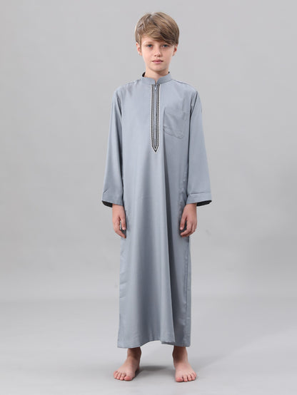 Moroccan Embroidered Long Sleeve Boys Thobe Wholesale Ready to Ship | KID0028 wholesale KID0028 image 1