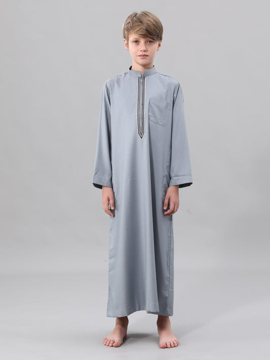 Moroccan Embroidered Long Sleeve Boys Thobe Wholesale Ready to Ship | KID0028 wholesale KID0028 image 1