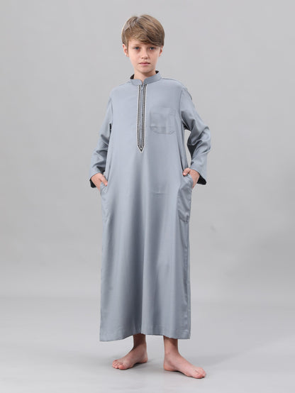 Moroccan Embroidered Long Sleeve Boys Thobe Wholesale Ready to Ship | KID0028 wholesale KID0028 image 4
