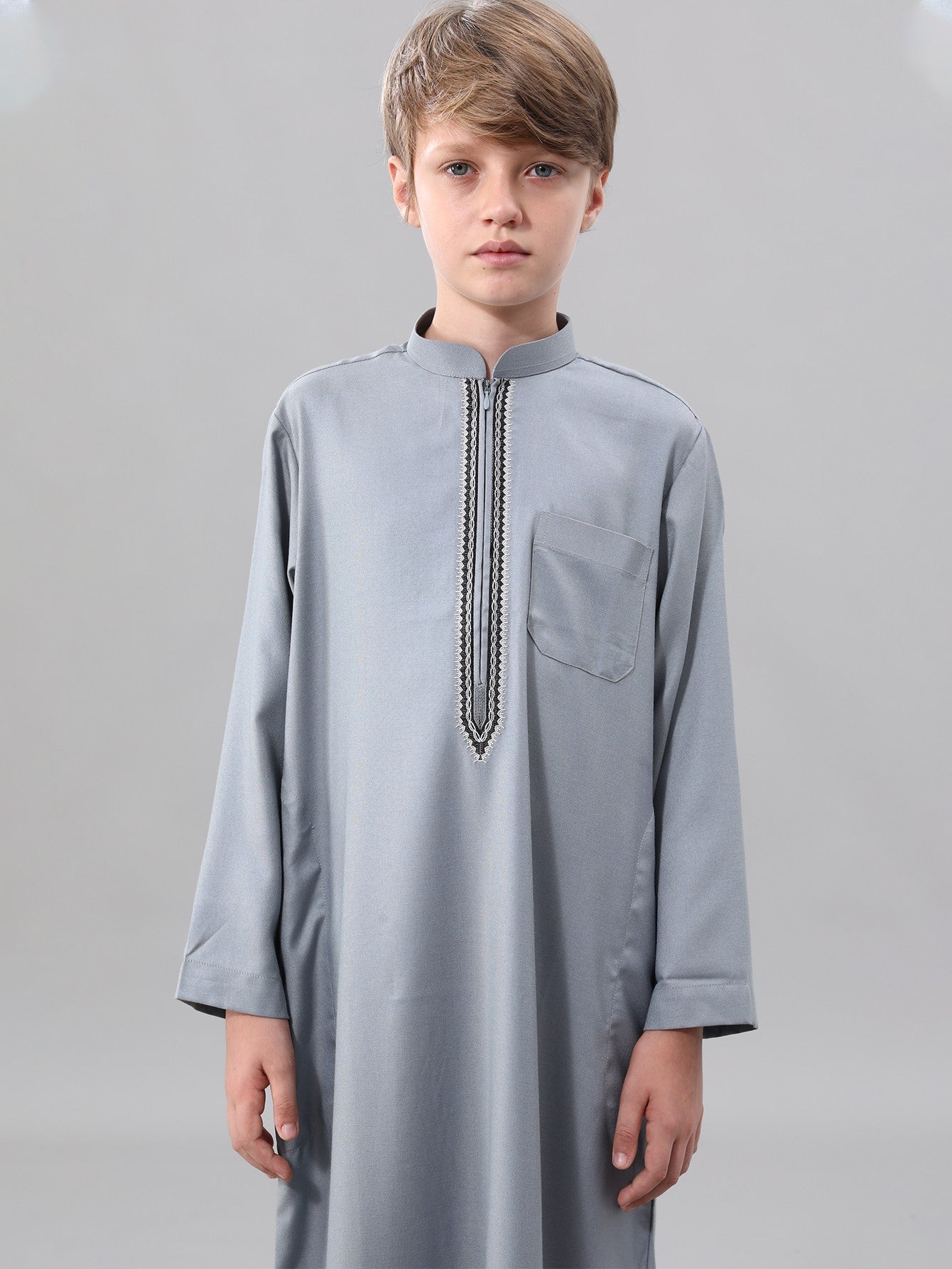 Moroccan Embroidered Long Sleeve Boys Thobe Wholesale Ready to Ship | KID0028 wholesale KID0028 image 5