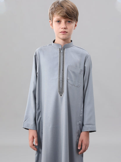 Moroccan Embroidered Long Sleeve Boys Thobe Wholesale Ready to Ship | KID0028 wholesale KID0028 image 5