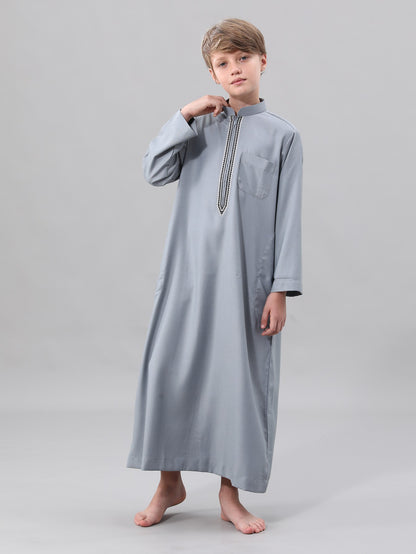 Moroccan Embroidered Long Sleeve Boys Thobe Wholesale Ready to Ship | KID0028 wholesale KID0028 image 8