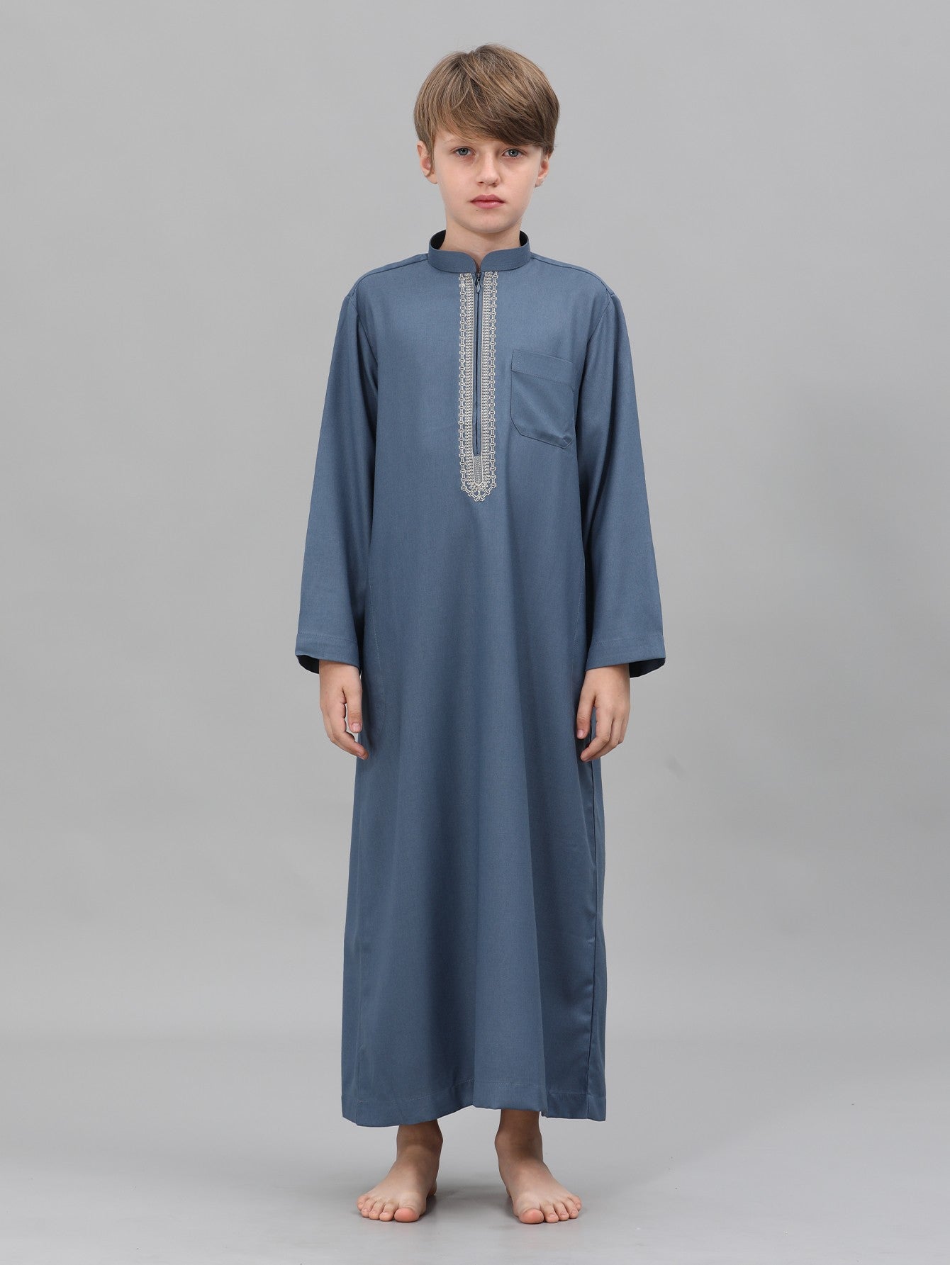 Moroccan Embroidered Long Sleeve Boys Thobe Wholesale Ready to Ship | KID0029 wholesale KID0029 image 1