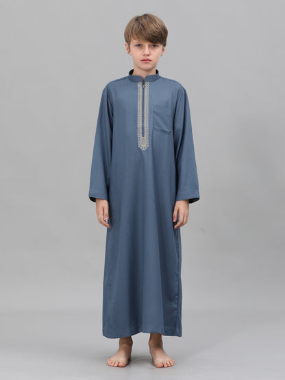 Moroccan Embroidered Long Sleeve Boys Thobe Wholesale Ready to Ship | KID0029 wholesale KID0029 image 1