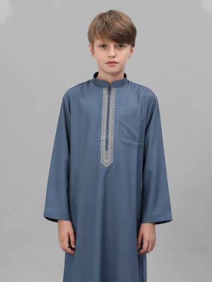Moroccan Embroidered Long Sleeve Boys Thobe Wholesale Ready to Ship | KID0029 wholesale KID0029 image 4