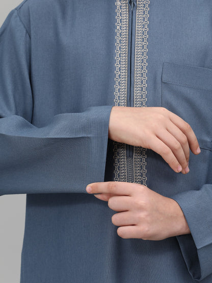 Moroccan Embroidered Long Sleeve Boys Thobe Wholesale Ready to Ship | KID0029 wholesale KID0029 image 5