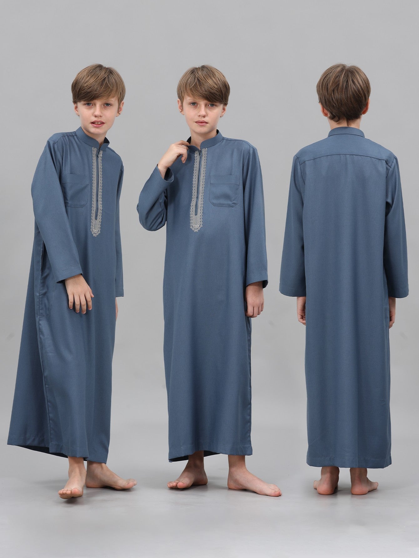 Moroccan Embroidered Long Sleeve Boys Thobe Wholesale Ready to Ship | KID0029 wholesale KID0029 image 8
