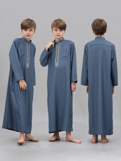 Moroccan Embroidered Long Sleeve Boys Thobe Wholesale Ready to Ship | KID0029 wholesale KID0029 image 8