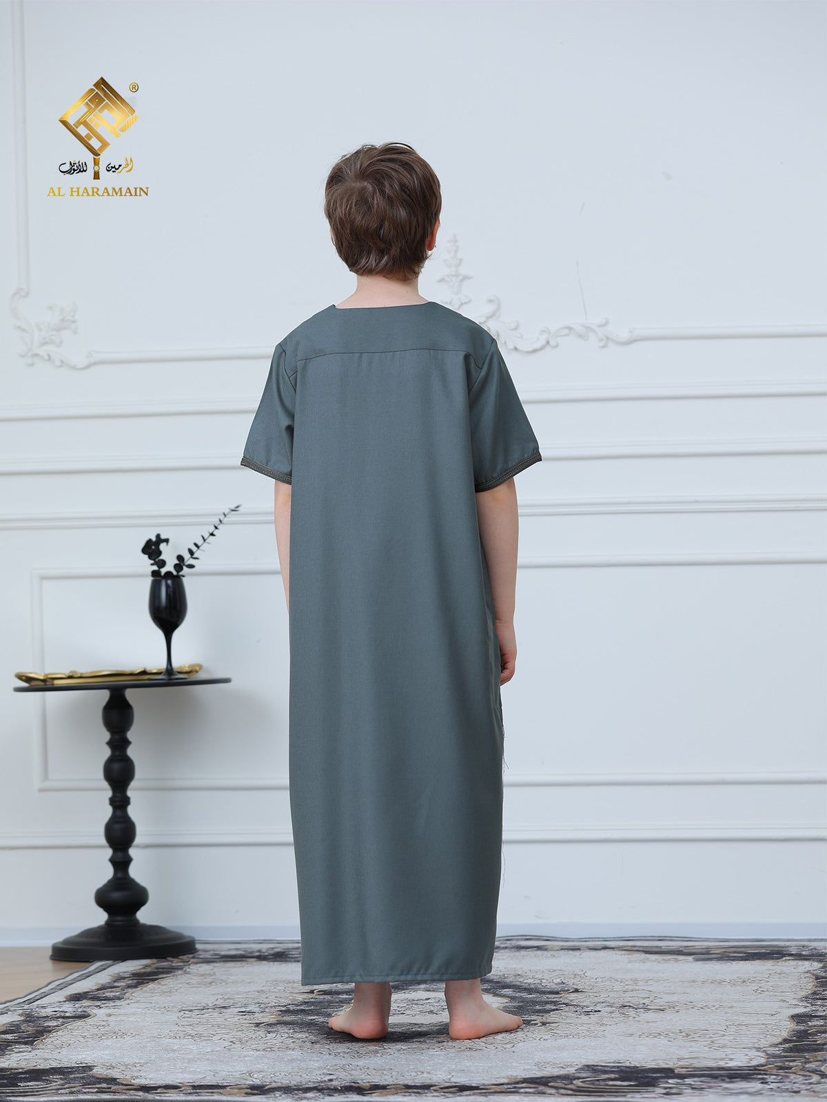 Moroccan Embroidered Short Sleeve Boys Thobe Wholesale Ready to Ship | KID0002 wholesale KID0002 image 3