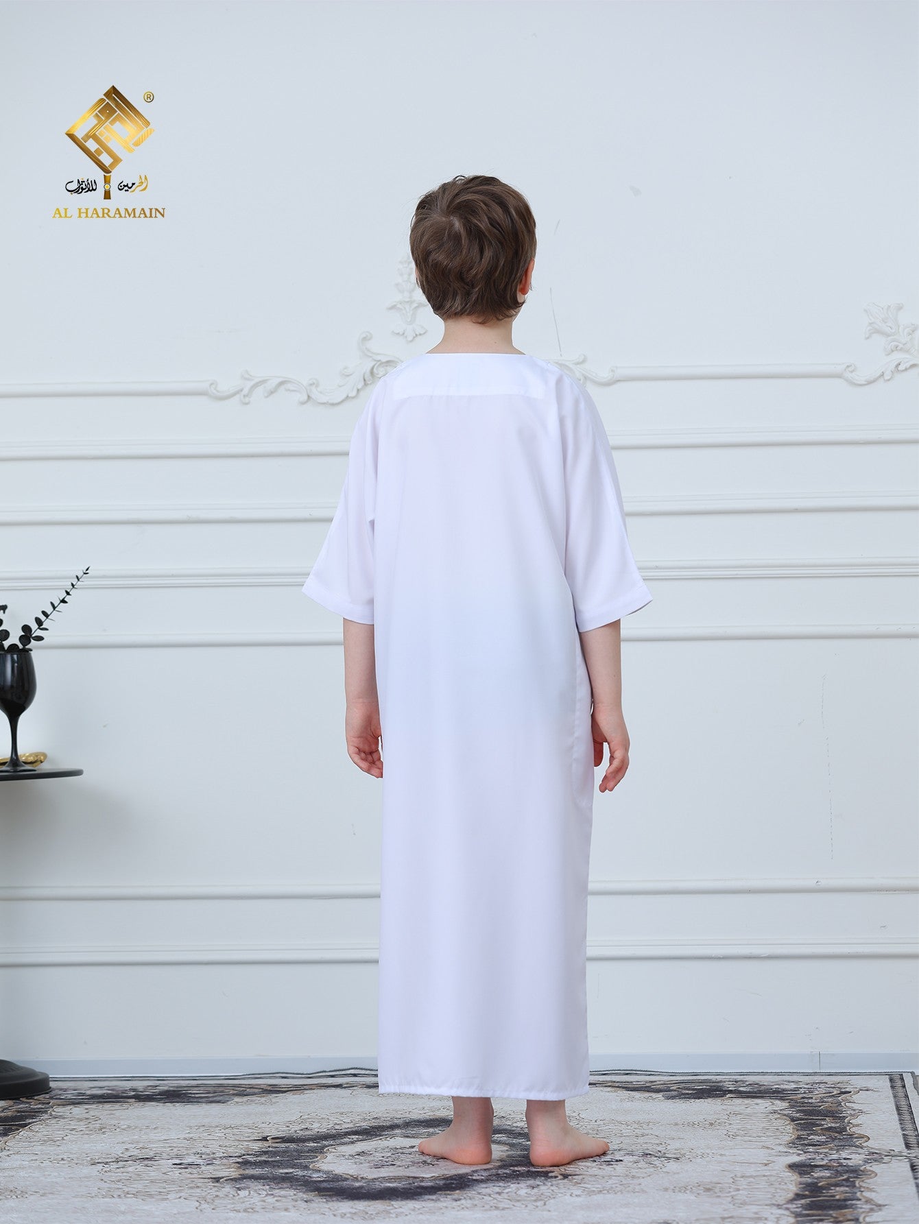 Moroccan Embroidered Short Sleeve Boys Thobe Wholesale Ready to Ship | KID0006 wholesale KID0006 image 2