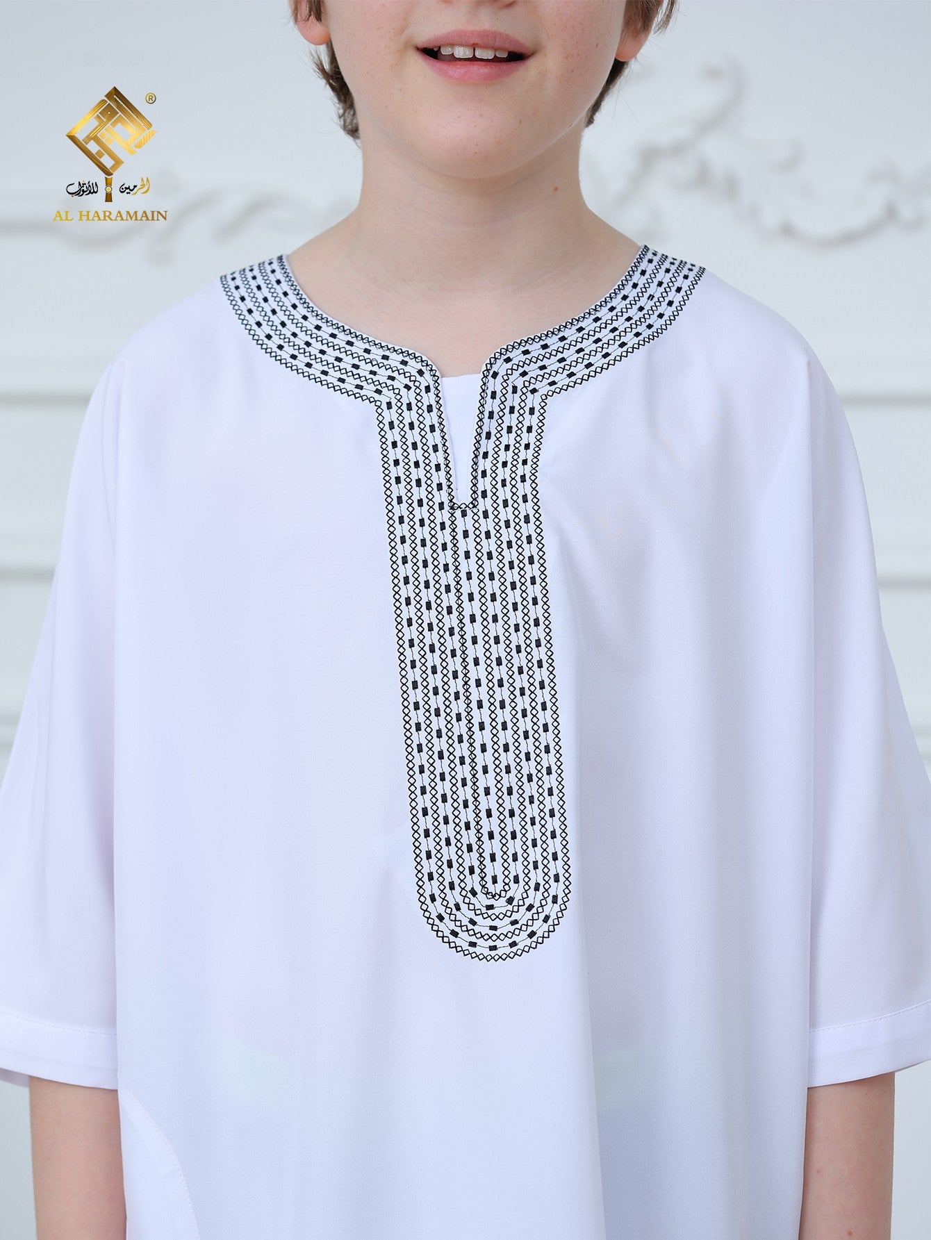 Moroccan Embroidered Short Sleeve Boys Thobe Wholesale Ready to Ship | KID0006 wholesale KID0006 image 6