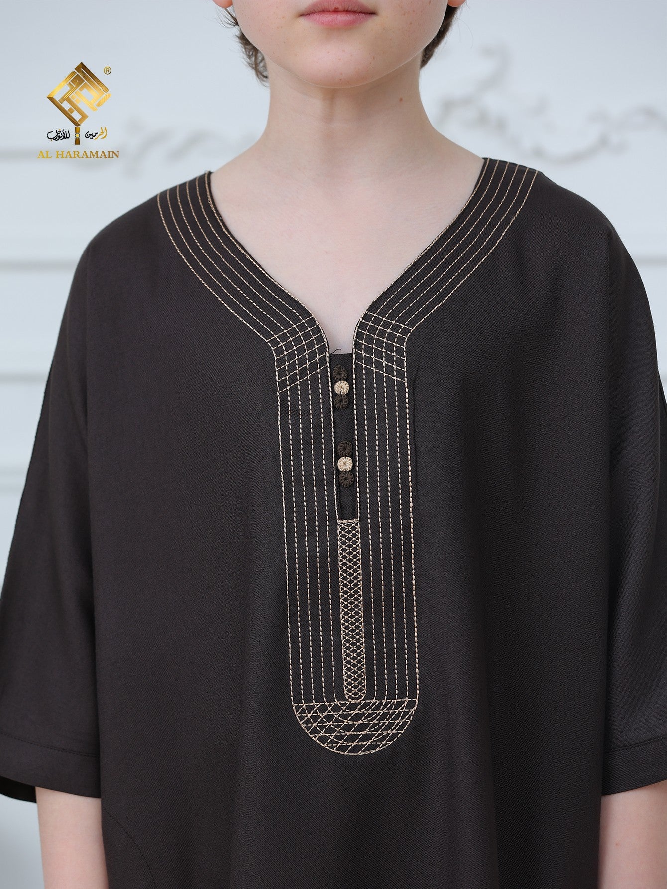 Moroccan Embroidered Short Sleeve Boys Thobe Wholesale Ready to Ship | KID0009 wholesale KID0009 image 5