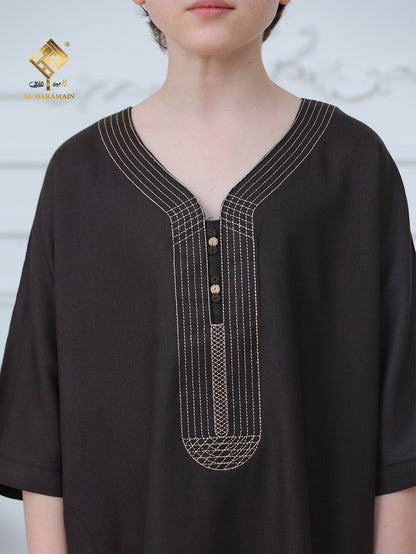 Moroccan Embroidered Short Sleeve Boys Thobe Wholesale Ready to Ship | KID0009 wholesale KID0009 image 5
