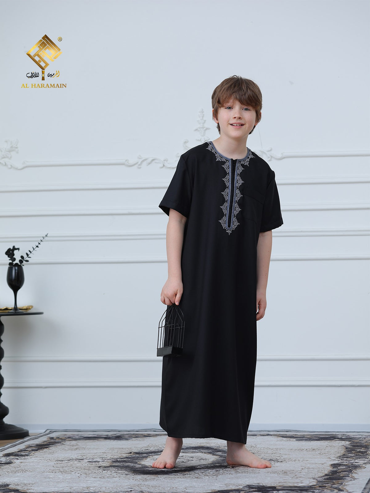 Moroccan Embroidered Short Sleeve Boys Thobe Wholesale Ready to Ship | KID0015 wholesale KID0015 image 7