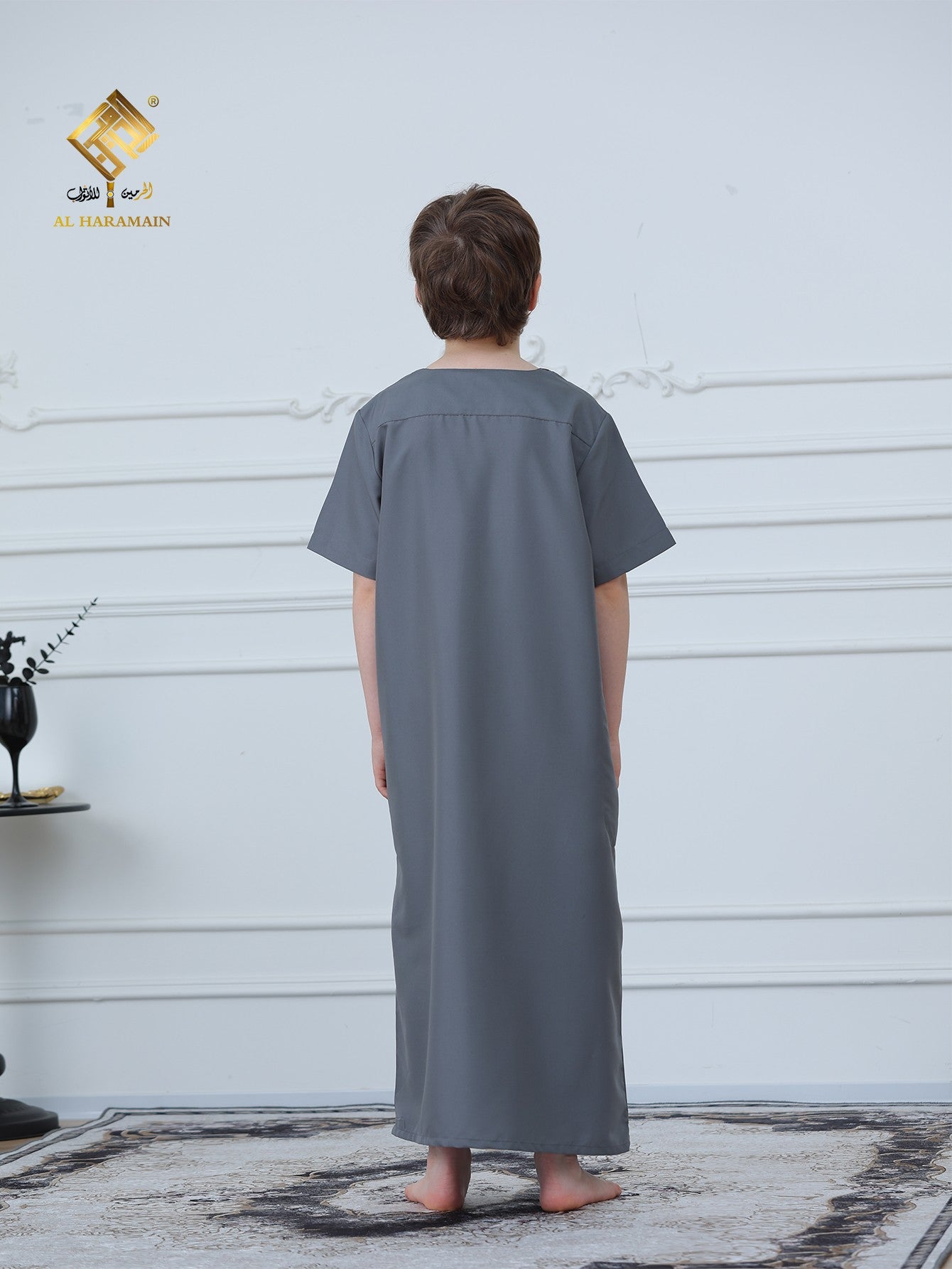 Moroccan Embroidered Short Sleeve Boys Thobe Wholesale Ready to Ship | KID0021 wholesale KID0021 image 3