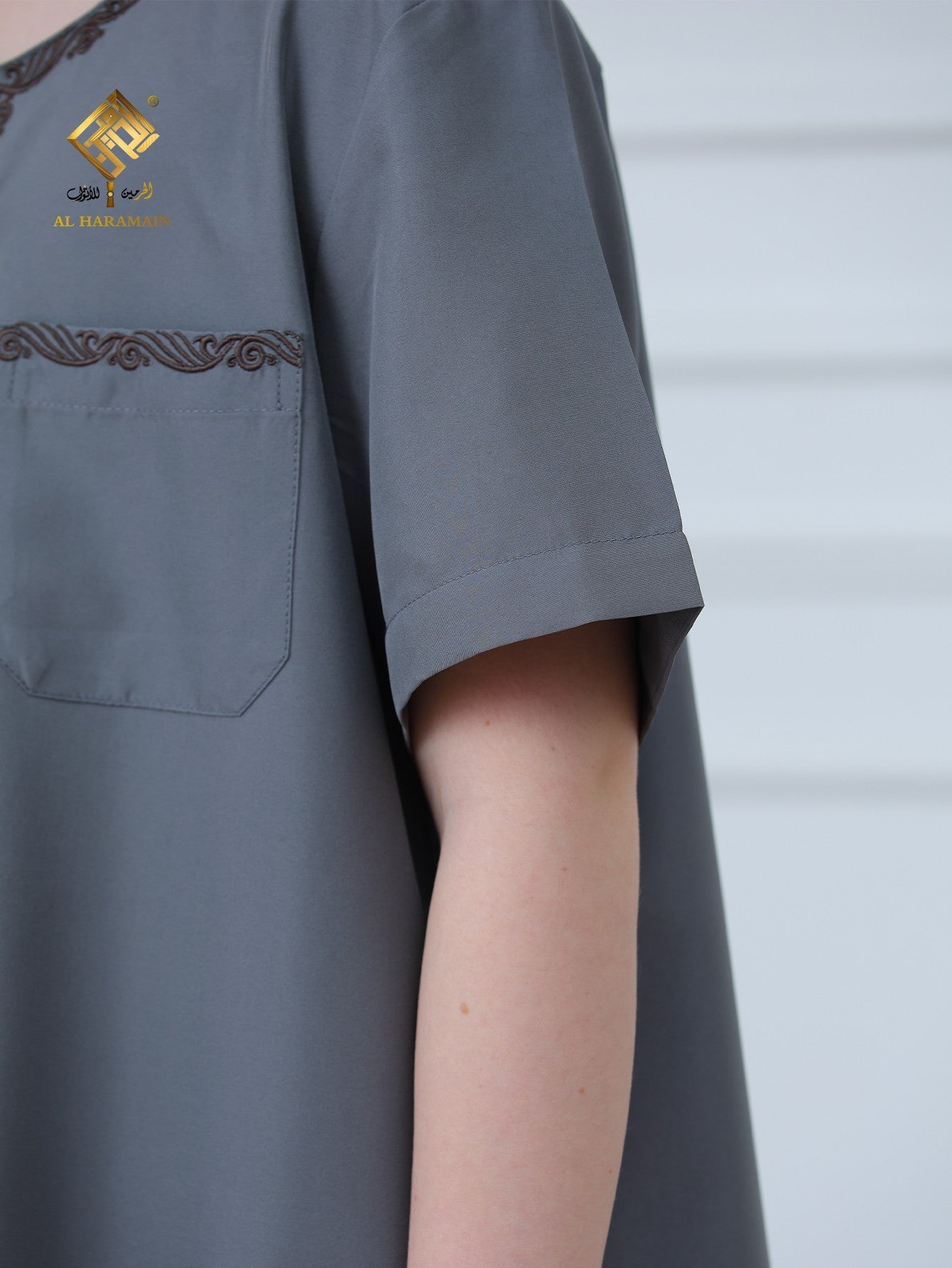 Moroccan Embroidered Short Sleeve Boys Thobe Wholesale Ready to Ship | KID0021 wholesale KID0021 image 8