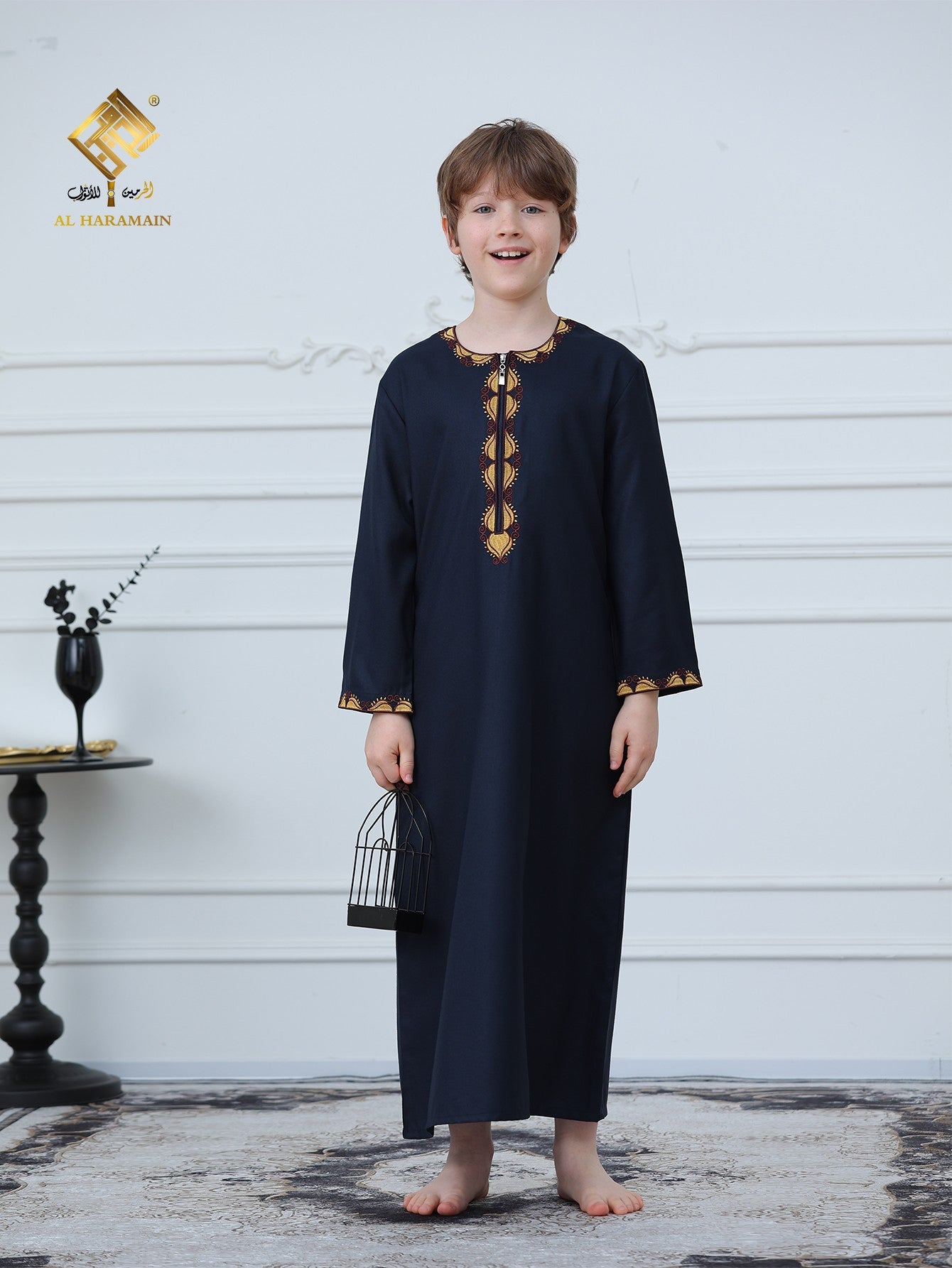 Omani Tassel Long Sleeve Boys Thobe Wholesale Ready to Ship | KID0003 wholesale KID0003 image 1