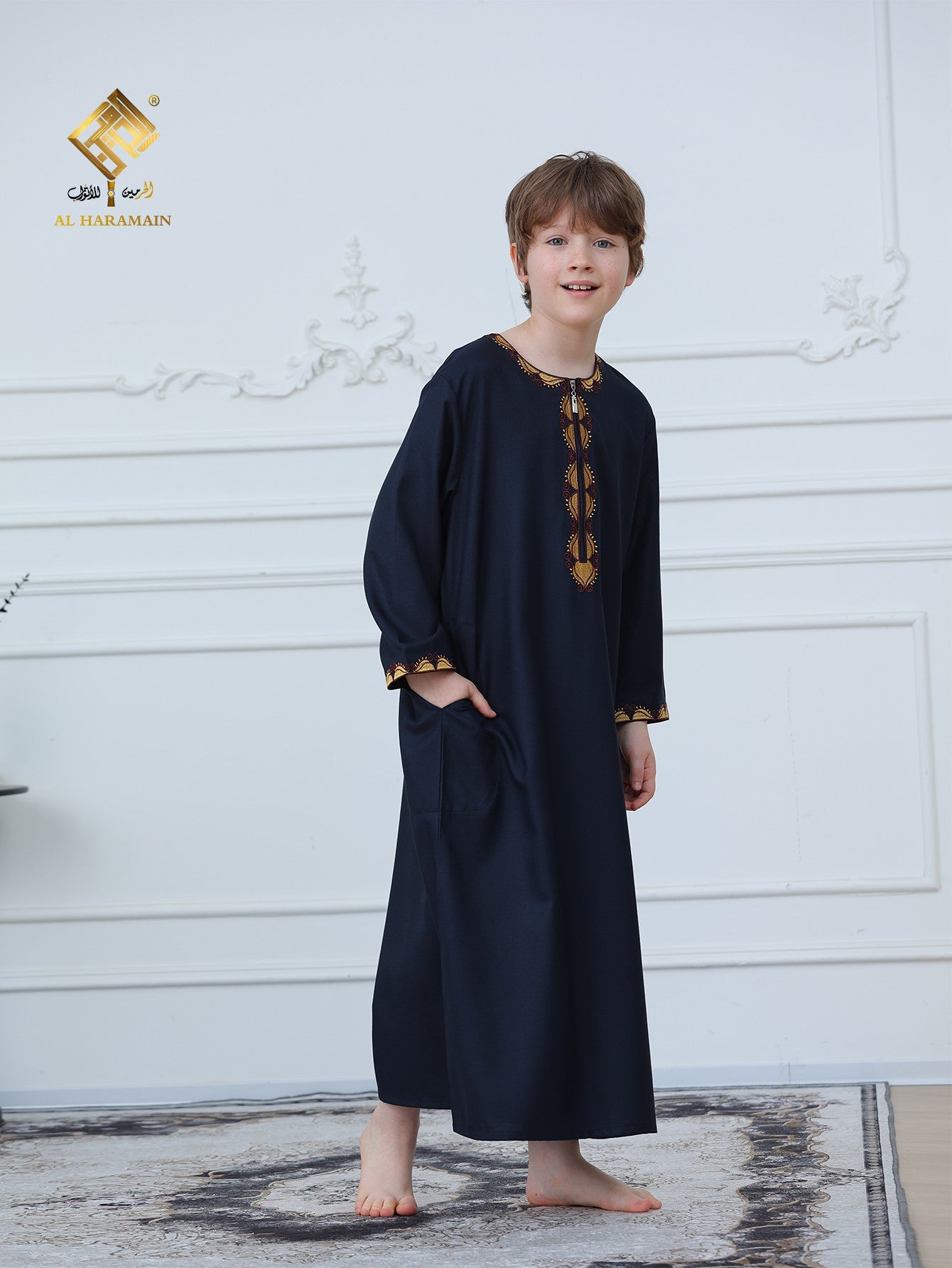 Omani Tassel Long Sleeve Boys Thobe Wholesale Ready to Ship | KID0003 wholesale KID0003 image 3