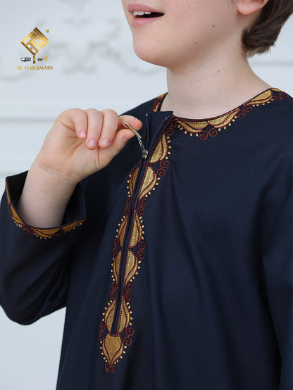 Omani Tassel Long Sleeve Boys Thobe Wholesale Ready to Ship | KID0003 wholesale KID0003 image 6
