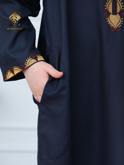 Omani Tassel Long Sleeve Boys Thobe Wholesale Ready to Ship | KID0003 wholesale KID0003 image 7