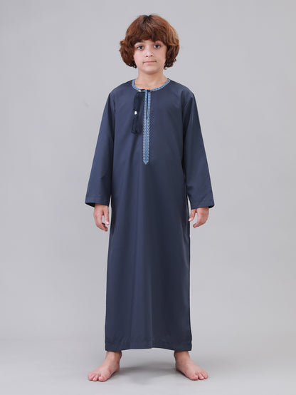 Omani Tassel Long Sleeve Boys Thobe Wholesale Ready to Ship | KID0005 wholesale KID0005 image 1