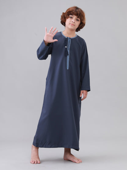 Omani Tassel Long Sleeve Boys Thobe Wholesale Ready to Ship | KID0005 wholesale KID0005 image 2