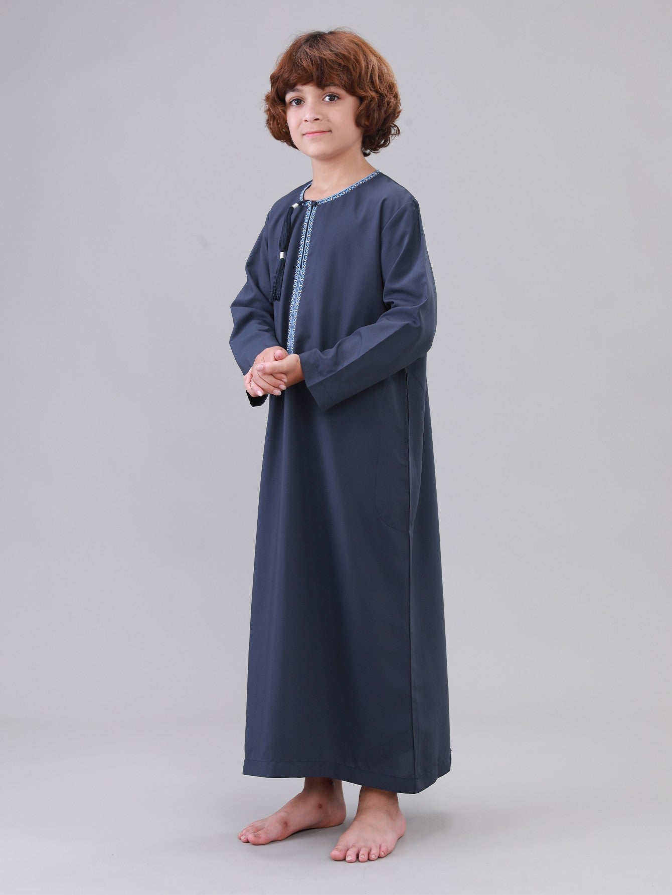 Omani Tassel Long Sleeve Boys Thobe Wholesale Ready to Ship | KID0005 wholesale KID0005 image 6